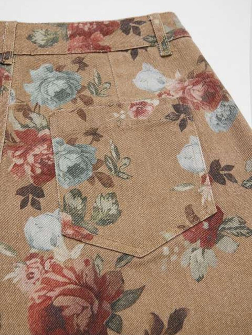 NWT - Flamingals - Floral Print Patch Pocket High Rise Straight Leg Jeans - Picture 10 of 14
